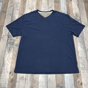 Burma Bibas Shirt Mens Large Navy Blue Short Sleeve V Neck Outdoors Soft Texture
